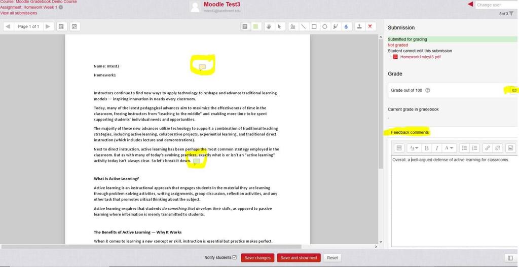automatically shows up in the PDF annotation pane. You can still use the other feedback options as well. 4.