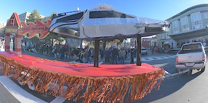 DeLorean Time Machine that was the Award Winning Float of Malden s 2017 Holiday Parade. They wowed the audience and the judges with this beautiful creation.