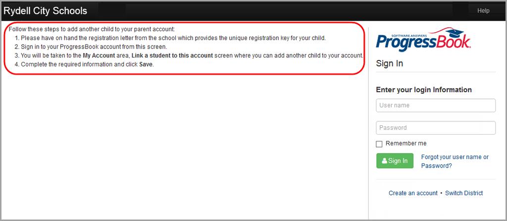 Instructions for adding another child to your account