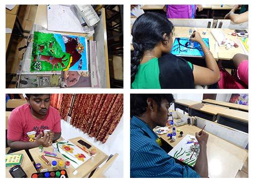 Participation of students in fine arts event such as glass painting during