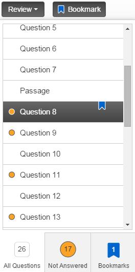 Have students select the Bookmark button and tell the students that when it is selected, the Bookmark button will turn dark gray.