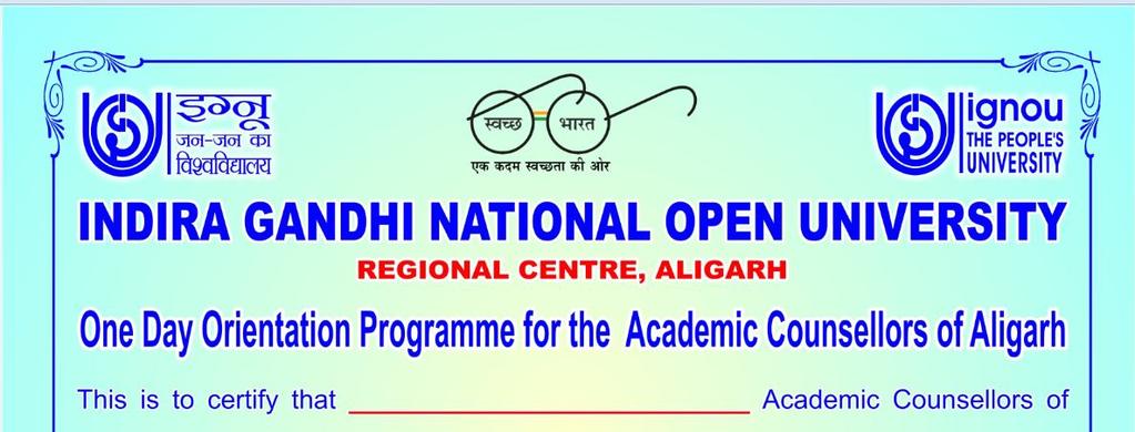An interesting finding of the Orientation Programme is that almost all the participants have reported the IGNOU promotional activities as Good but has stressed upon the need of more efforts on