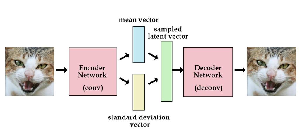 Variational Autoencoder (VAE) Variational autoencoders (VAEs) have the same structure: Encoder network q(z x), outputting parameters of a distribution.
