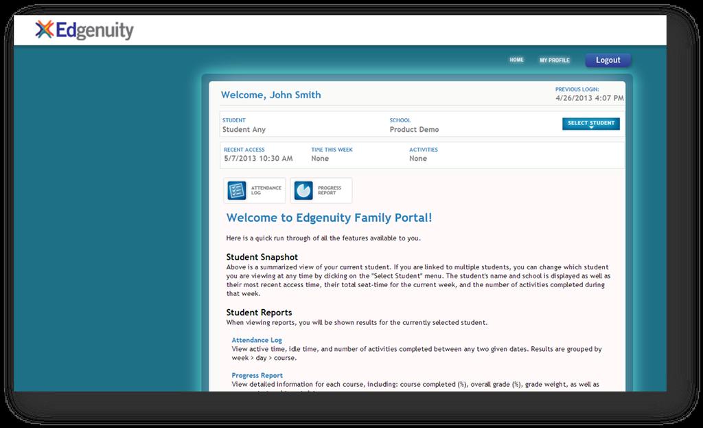 11 With the account now generated, you will automatically be logged into the Family Portal.