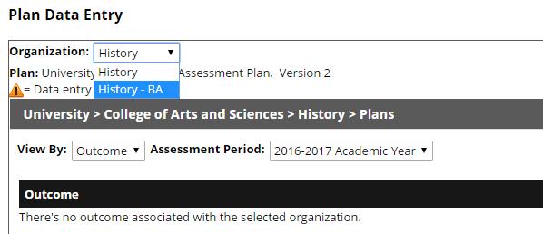 Page 3 Next, click on Assessment Planning found under the top menu. Next, click on Plan Data Entry.