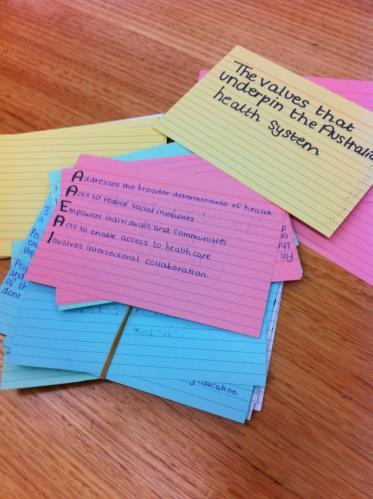 Cue Cards Cards with key word or question on one side
