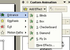 Click on the arrows next to the animation order window to change the order of appearance 27.