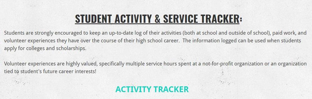 We have added a new way for you to keep track of your own community service hours on the SHS Counseling Website