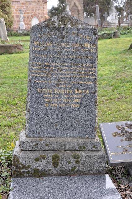 Sacred to the Memory of William George James Mills Born Sept 7 th 1859 Died Sept 20 th 1933 Farmer, Pastoralist and Politician He was a man endowed with strength and might Courage was his end power,