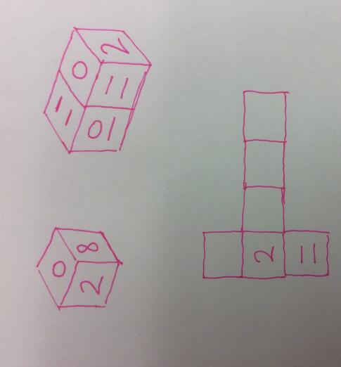 0 9 8 7 6 5 4 3 2 1 6 0 0 0 1 0 0 0 1 2 This week s puzzle: Three identical cubes are shown below. Two of the cubes have been pushed together. Can you complete the net of one of the cubes?