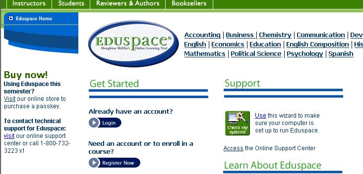 Registering and Enrolling in a Course 1. Go to the Eduspace website http://www.eduspace.com and choose to Register.
