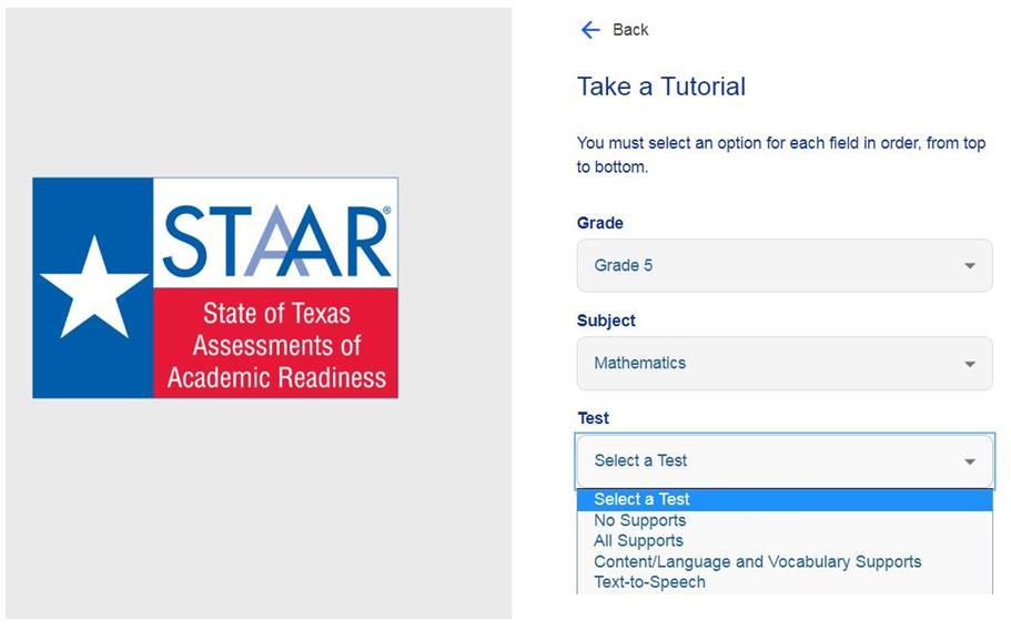 STAAR Tutorials and Practice Tests Once the STAAR Online Testing Platform (SOTP) open, there will be a menu of options including Practice and