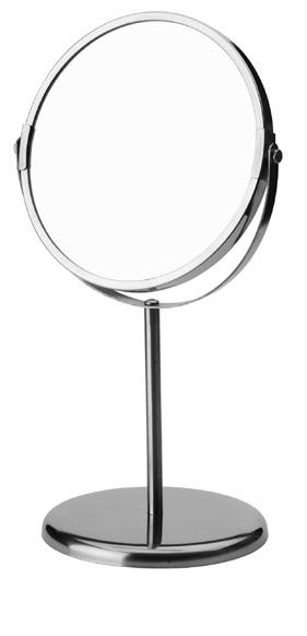 19 A circular glass shaving mirror has a diameter of 21 cm. It has glass on both sides.