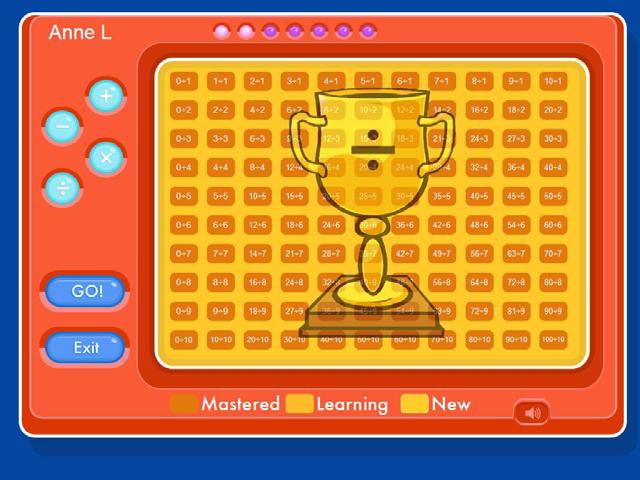 Having mastered all facts in a given operation, the student will be notified at the end of the drill by words of congratulations and a small trophy.