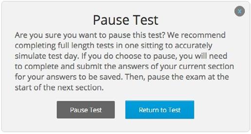 Finally, you ll see a button. Even though there is no test timer (like there was in the Practice tab), you re able to stop and save the test if you need to.