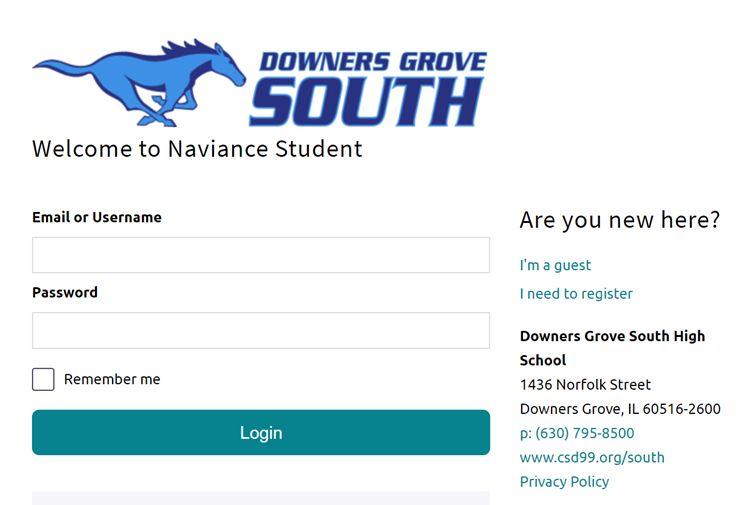 Login to Naviance Username is your student e-mail