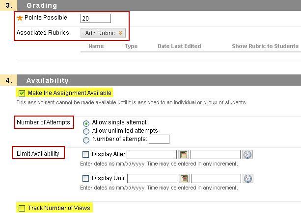 Track Number of Views checkbox to track the number of times the assignment is viewed. 6.