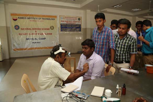 Medical Camp - 06.09.2017 A Medical Camp was jointly organized by the NSS Unit of Ramco Institute of Technology and the Rotary Club of Rajapalyam on 06.09.2017 at 02.00 p.m. in RIT Auditorium.