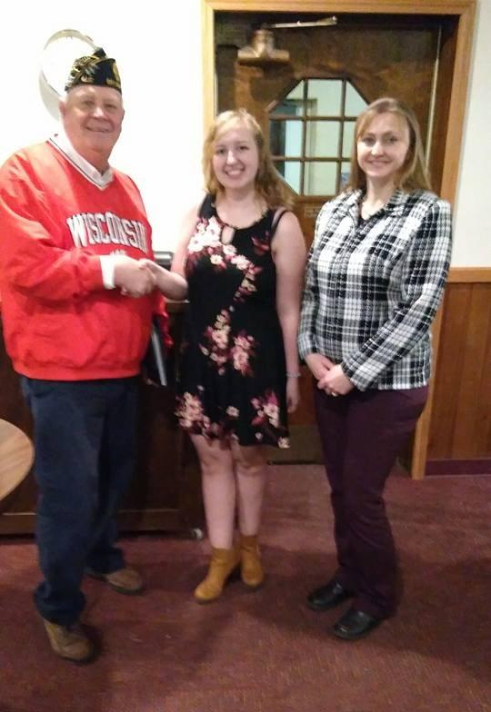 The Melvin Wester Belgium Memorial Post412 wishes to congratulate their candidate Megan Zaczyk for winning the Ozaukee County Legion council s Oratorical Contest Thursday, January 4, 2018 held at the