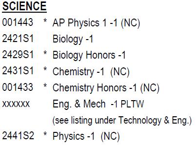 Science 6 credits 2 Semesters of Physical Science REQUIRED 2 Semesters of