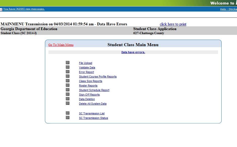 FY 2015 Student Class Student Class Sign Off The screen shot below is an example of the change recommended for the district view after the