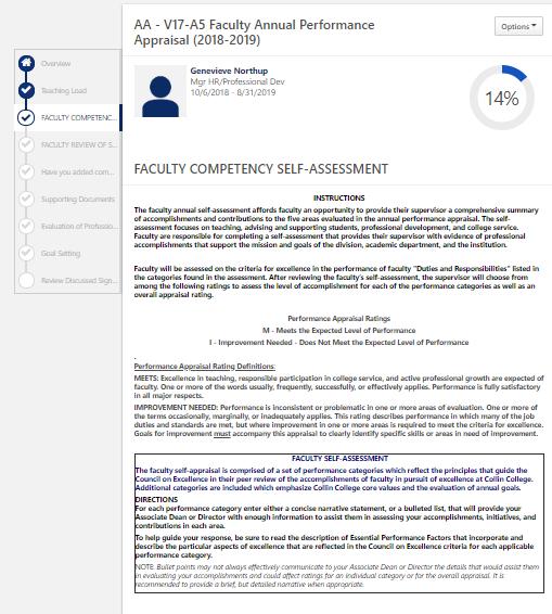 Faculty Competency Self-Assessment The next step in the performance appraisal process is to complete your self-assessment.