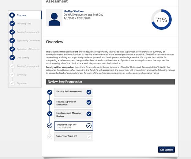 Faculty Signs Appraisal You have the option to click through all areas to review self-ratings and supervisor ratings/comments. You can also navigate directly to the signature page.