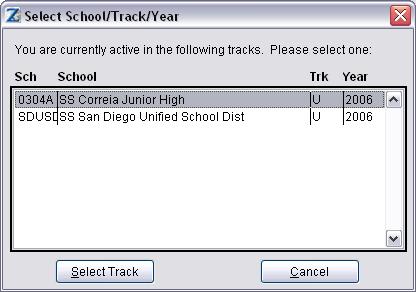 Summer School is the U-Track. 4 If you have access to multiple tracks, select the desired track by double-clicking it. You will enter that Summer School track. Notes: 1.