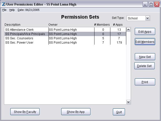 ASSIGNING ZANGLE PERMISSIONS The Power User can control a faculty member s access to specific Zangle modules using the Permissions application. Permissions are organized into groups called sets.