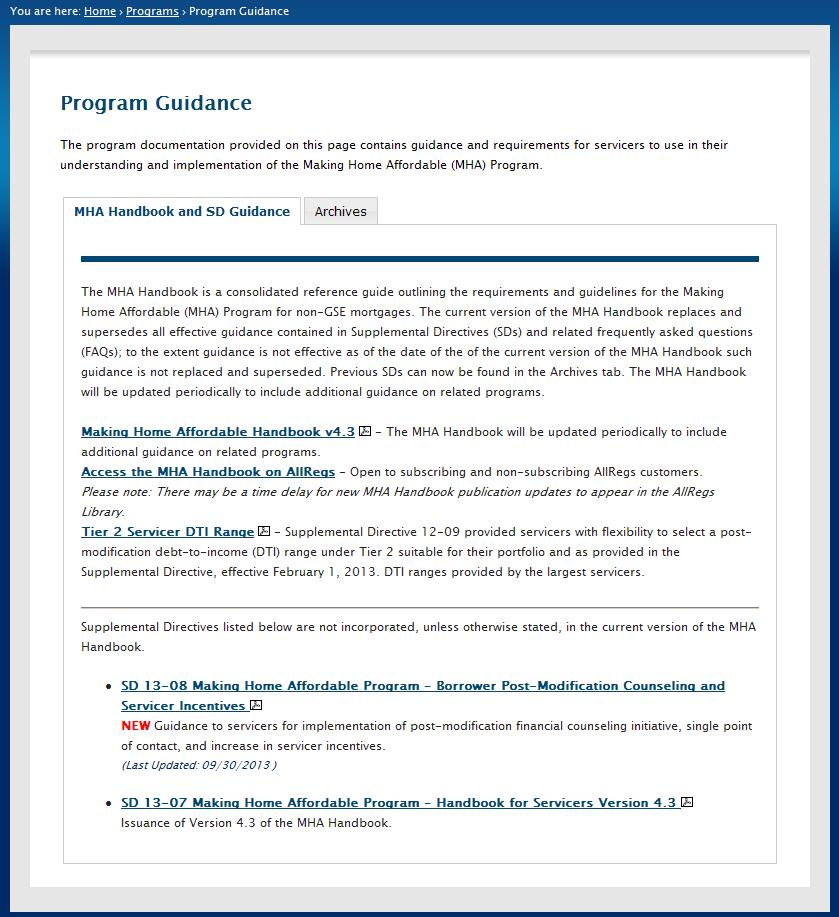 Programs Program Guidance The latest version