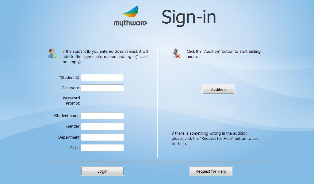 7.11 Sign in After teacher launches Sign in, the following dialog will pop up on students desktop. To Sign In 1.