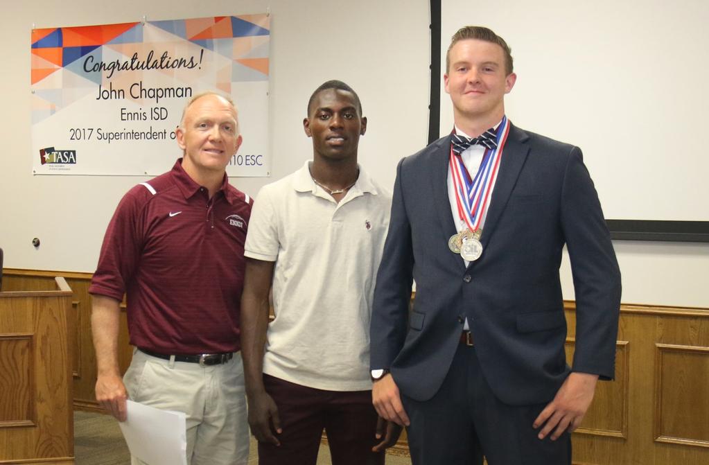 Student Recognition Continued Boys track athletes were recognized for their success at the Regional and Area Meets.