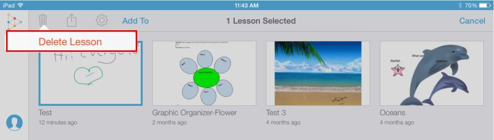 Sharing your lessons from the ipad Option 1 1. Go to the Your Lessons page located by clicking. 2. Click Select in the upper right hand corner. 3.