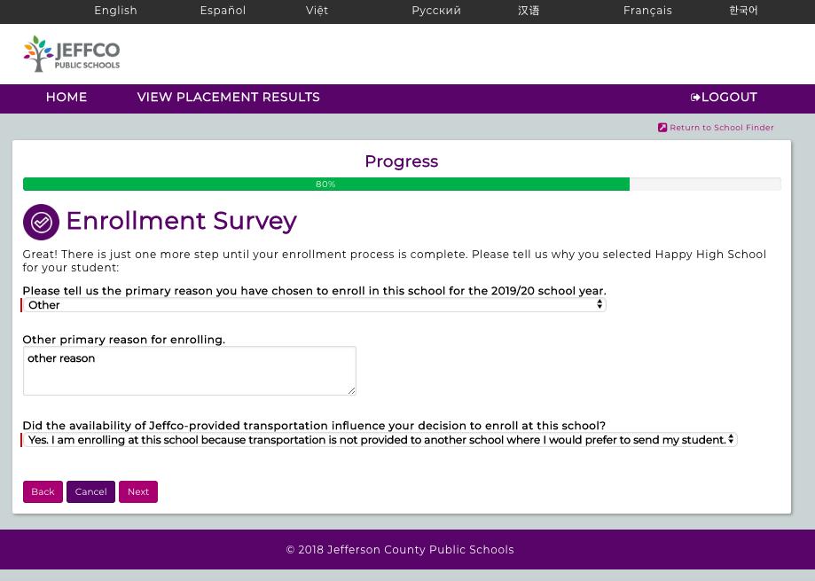 Survey Questions - The enrollment survey is an opportunity for us to learn more about families school