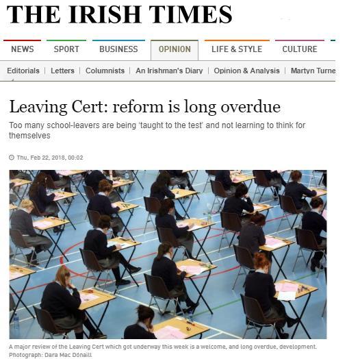 Calls for reform Senior cycle reform developments long overdue Intense scrutiny of Leaving Certificate examinations by the Irish media: Leaving Certificate