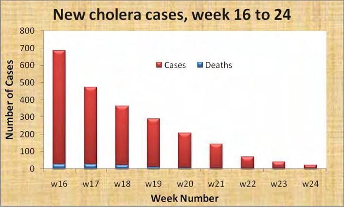 2009. Graph 2 showing a closer picture of the weekly trend in new cholera