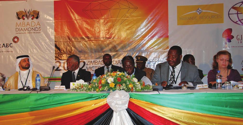 (From left) Ahmed bin Sulayem, Thabo Mbeki, Robert Mugabe, Obert Mpofu and Gillian Milovanovic were among the chief guests.