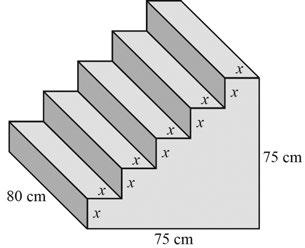 Question 3 (Suggested maximum time: 8 minutes) The diagram below shows the side view of a set of concrete steps. Each step is square and the steps are all of equal size.