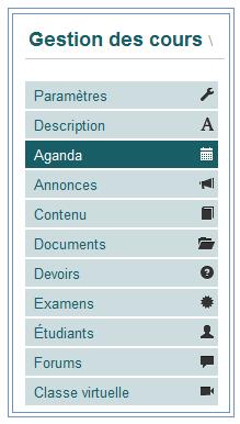 III Functionalities: The course creation/edition interface is formed by a group of the following modules: 1. Settings 2.
