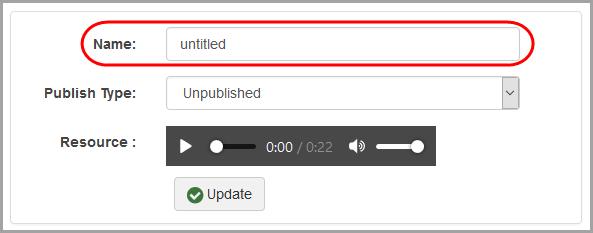 Courses 5. Click Stop Recording. 6. (Optional) To change the name of the recording as it displays on the Content screen: a. Click the name of the recording (the default is untitled ). b.