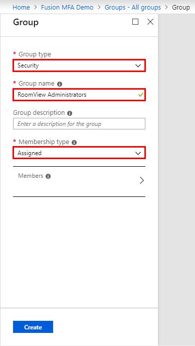 4. Enter the following information for the new user in the page that is displayed: Group type: Select Security from the drop-down menu.