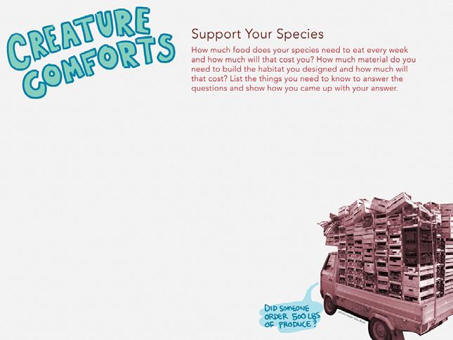 Template 9 Supporting your species We re now going to figure out how much food your species eats a week, the total area of its habitat, and how much it will cost to feed and build its home.