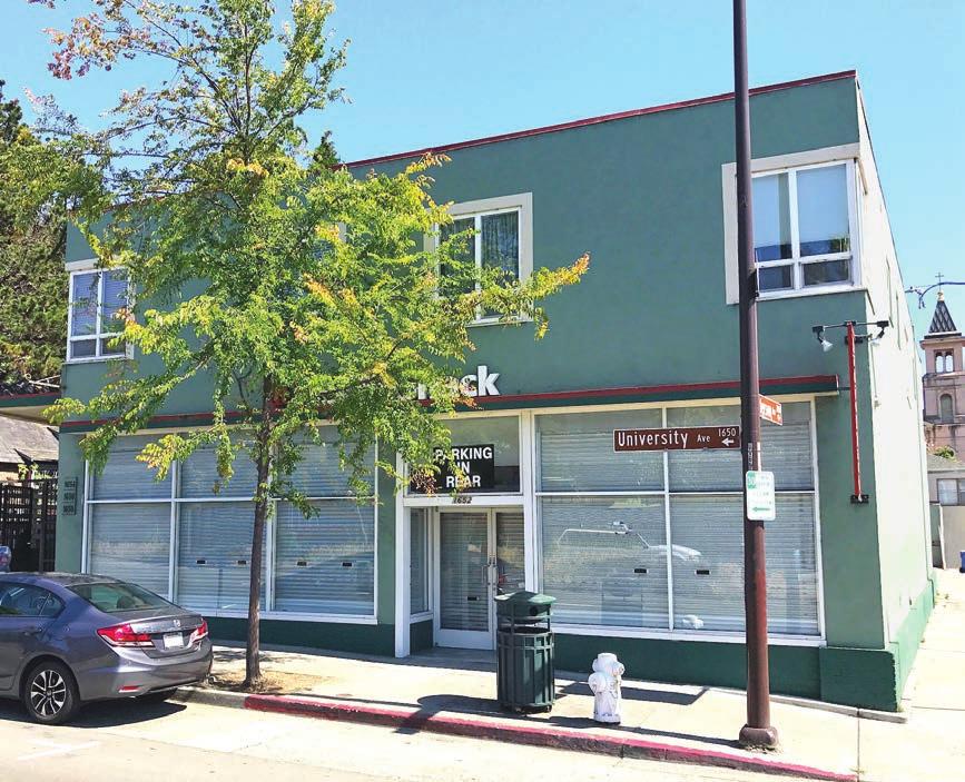 1654 UNIVERSITY AVENUE Short Walk to Downtown and North Berkeley BART CENTRALLY LOCATED, 2ND FLOOR OFFICE SPACE FOR LEASE SIZE: ±1,150 rsf LEASE RATE: $2.