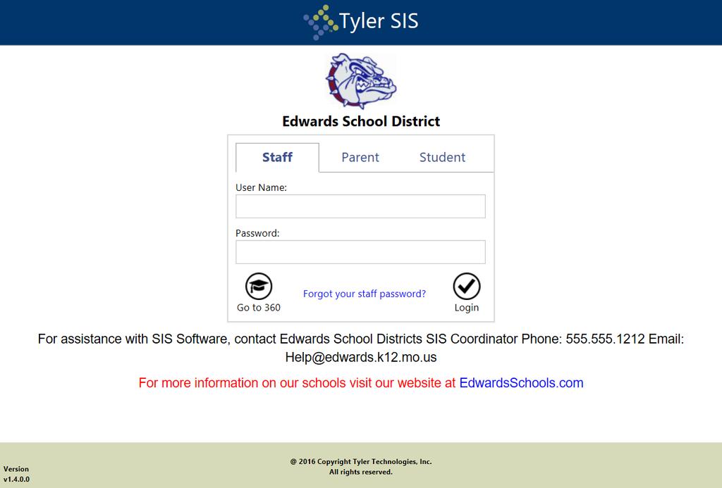FAMILY LINK To begin using the Parent Portal, follow these steps: Go to the Tyler SIS Student 360 web page: https://sdm.sisk12.com/idpw360/apphost/tylersis#/parent 1.