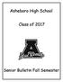 Asheboro High School. Class of Senior Bulletin Fall Semester