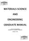 MATERIALS SCIENCE AND ENGINEERING GRADUATE MANUAL