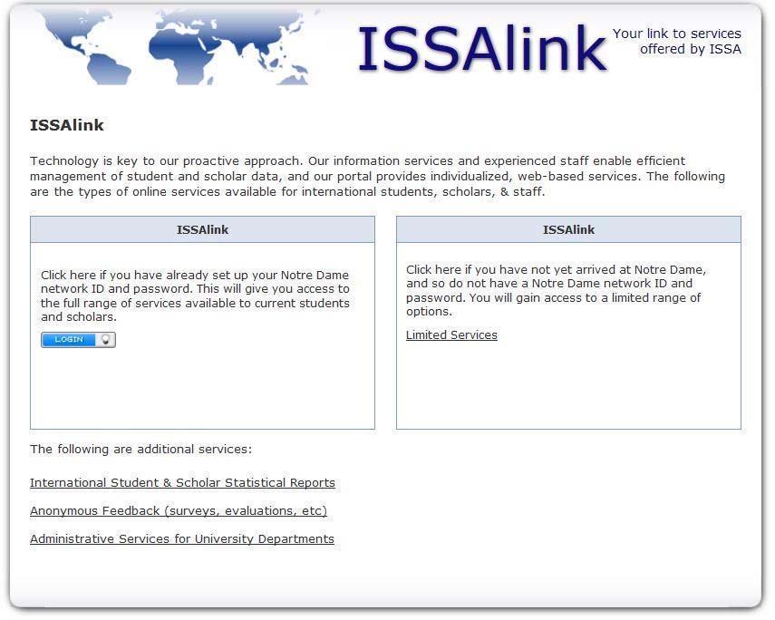 ISSAlink Access First step: email Leah at jscholar@nd.