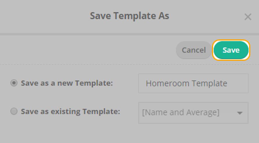 An unsaved custom template appears in the template drop-down list as [Custom] until you save it with a new name.