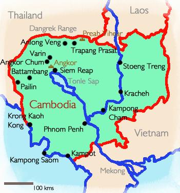 History Cambodia was formally known as Kampuchea. Cambodia shares its boarders with Thailand, Laos, and Vietnam. Cambodian or Khmer is the official language of Cambodia.