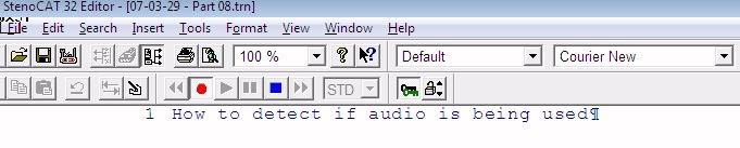Appendix 8A NCRA GUIDELINES: STENOCAT 32 USERS (VERSION 5.X) 1) How does a Chief Examiner detect audio sync? For example, are there icons that appear on the candidate's screen, etc.